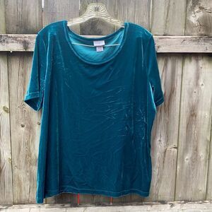 Jaclyn Smith teal velour  top sz. XL